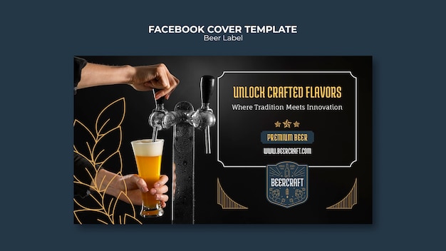 Modèle De Couverture Facebook D'étiquette De Bière Design Plat