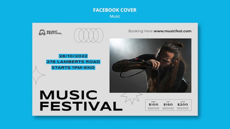 PSD gratuit modèle de couverture facebook de festival de musique minimal