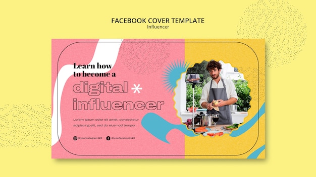 PSD gratuit modèle de couverture facebook influenceur design plat