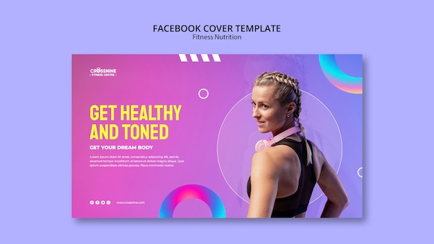 PSD gratuit modèle de couverture facebook de nutrition de remise en forme