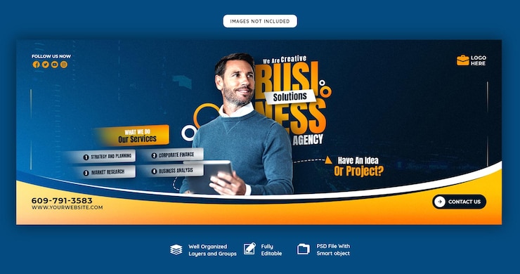Modèle de couverture Facebook pour agences de marketing numérique et entreprises