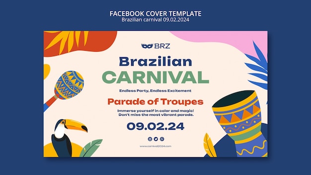 PSD gratuit modèle de couverture facebook pour la célébration du carnaval