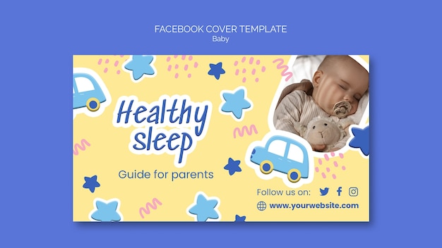 PSD gratuit modèle de couverture facebook de soins de bébé design plat