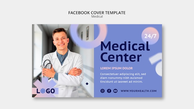 PSD gratuit modèle de couverture facebook de soins médicaux dégradés