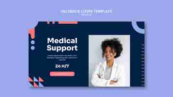 PSD gratuit modèle de couverture facebook de soins médicaux design plat