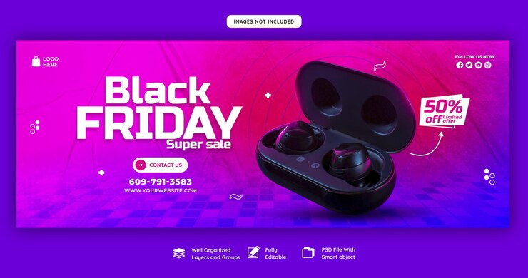 PSD gratuit modèle de couverture facebook super vente black friday