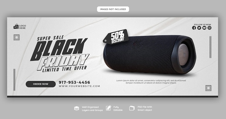 PSD gratuit modèle de couverture facebook super vente black friday