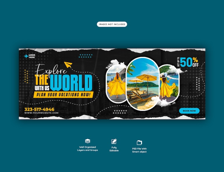 PSD gratuit modèle de couverture facebook de voyage et de tourisme