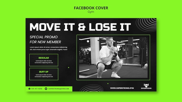 Modèle de couverture de médias sociaux de gym et de fitness