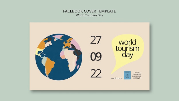PSD gratuit modèle de couverture des médias sociaux de la journée mondiale du tourisme