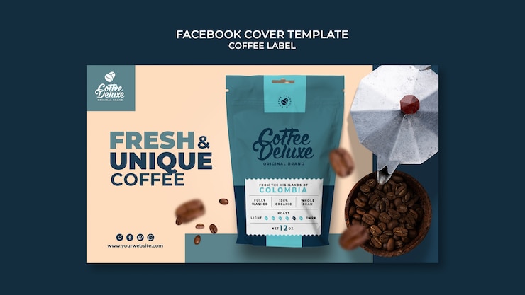 PSD gratuit modèle de couverture de médias sociaux pour l'étiquette de café