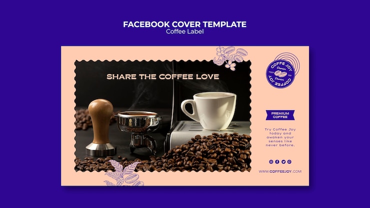 PSD gratuit modèle de couverture de médias sociaux pour l'étiquette de café