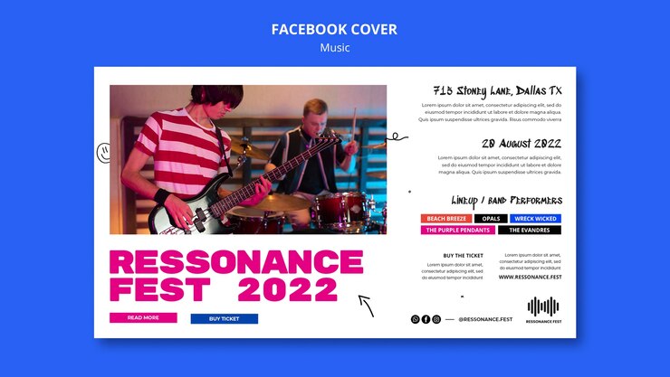 PSD gratuit modèle de couverture de médias sociaux pour un festival de musique