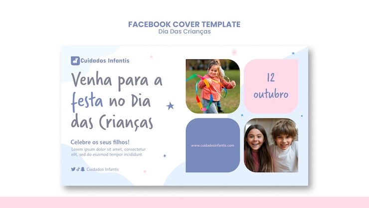 PSD gratuit modèle de couverture de médias sociaux pour la journée des enfants brésiliens