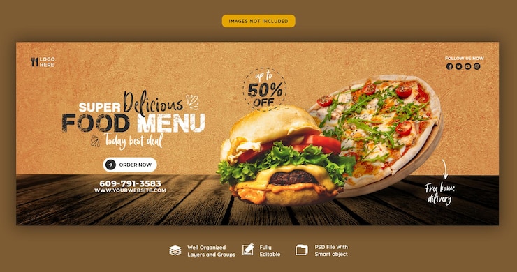PSD gratuit modèle de couverture de menu alimentaire et de restaurant facebook