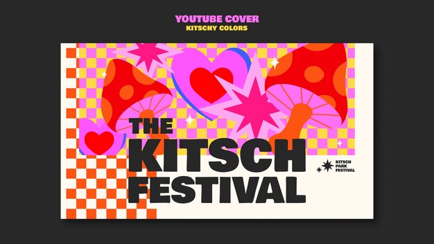 Modèle De Couverture Youtube Aux Couleurs Kitsch