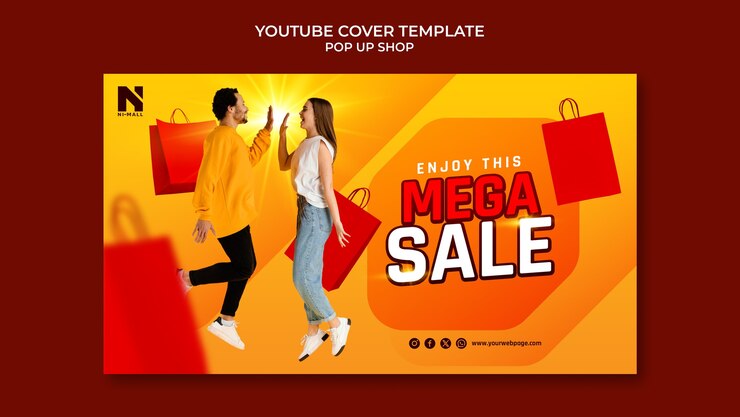 PSD gratuit modèle de couverture youtube de boutique éphémère