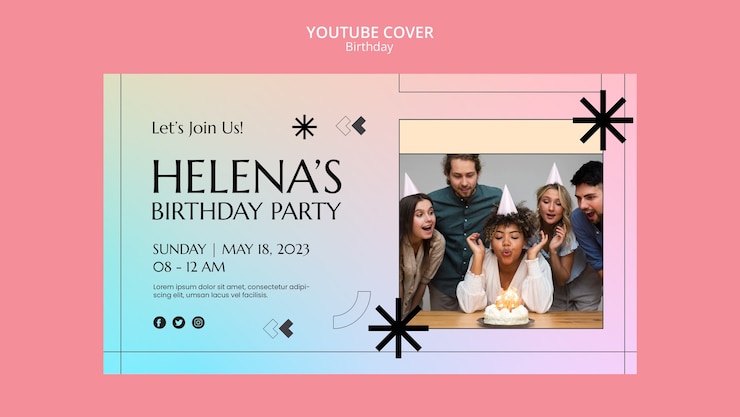 PSD gratuit modèle de couverture youtube de célébration d'anniversaire