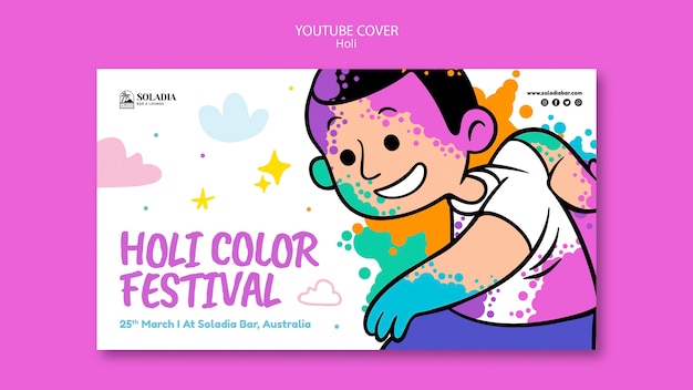 Modèle De Couverture Youtube De Célébration Du Festival Holi