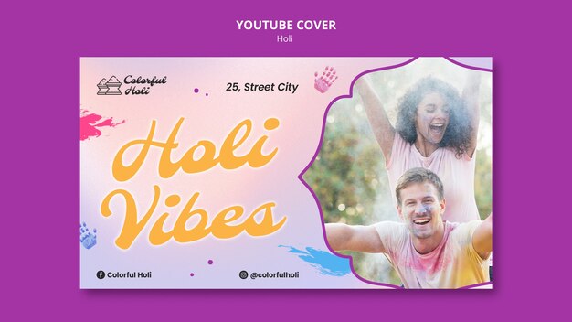 Modèle de couverture YouTube de célébration du festival Holi