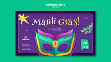 PSD gratuit modèle de couverture youtube de la célébration du mardi gras