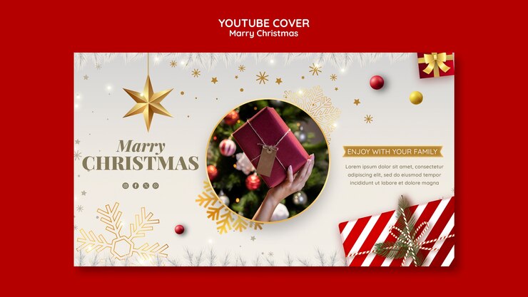 PSD gratuit modèle de couverture youtube de célébration de noël