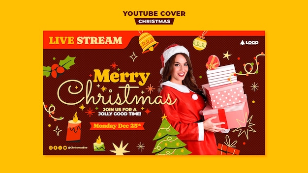 PSD gratuit modèle de couverture youtube de célébration de noël