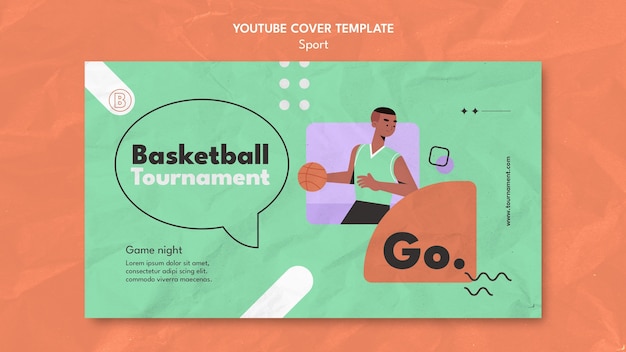 PSD gratuit modèle de couverture youtube de concept de sport