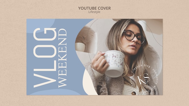 PSD gratuit modèle de couverture youtube de concept de style de vie