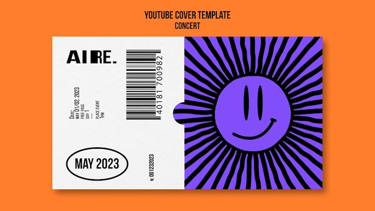 PSD gratuit modèle de couverture youtube de concert dessiné à la main