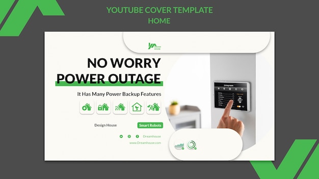 PSD gratuit modèle de couverture youtube de design d'intérieur design plat