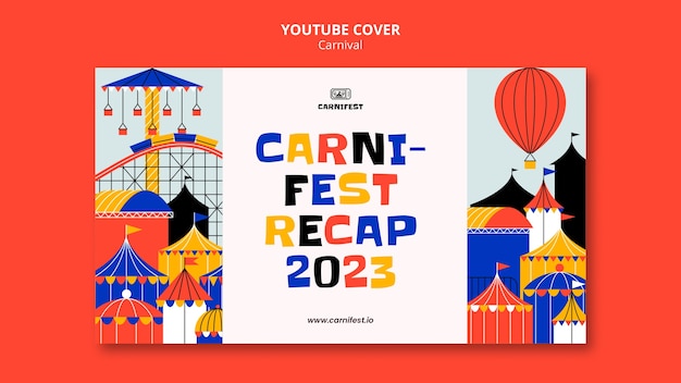 Modèle de couverture youtube de divertissement de carnaval