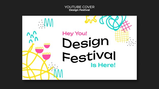 Modèle de couverture youtube du festival de design
