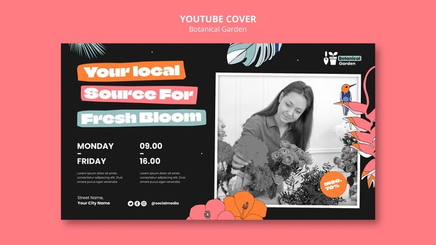 Modèle de couverture youtube du jardin botanique