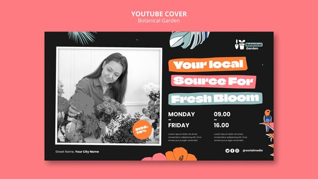 Modèle de couverture youtube du jardin botanique
