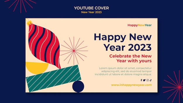 PSD gratuit modèle de couverture youtube du nouvel an 2023