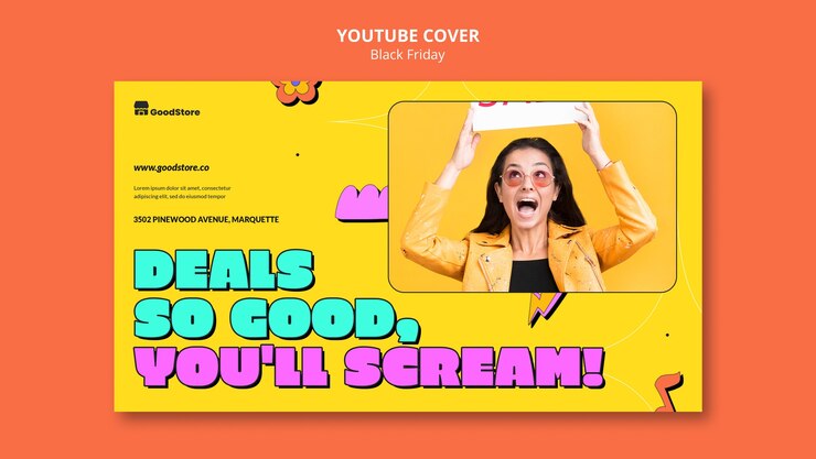 PSD gratuit modèle de couverture youtube du vendredi noir