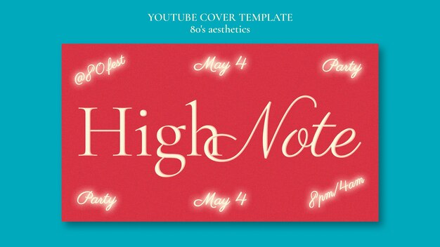 modèle de couverture youtube esthétique des années 80