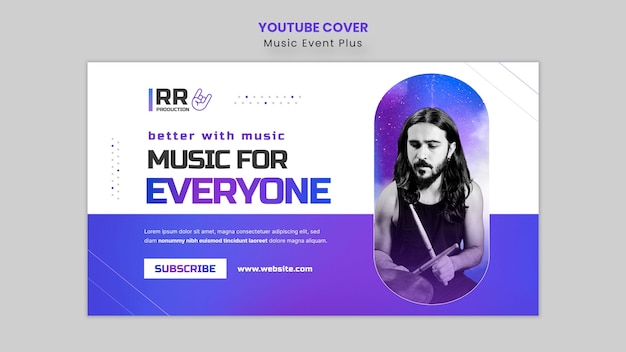 PSD gratuit modèle de couverture youtube d'événement musical