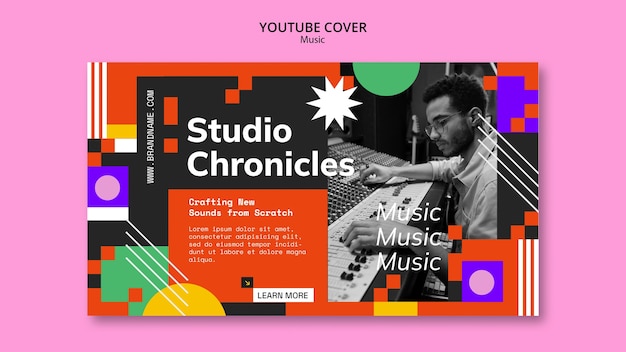 PSD gratuit modèle de couverture youtube d'événement de musique de design plat