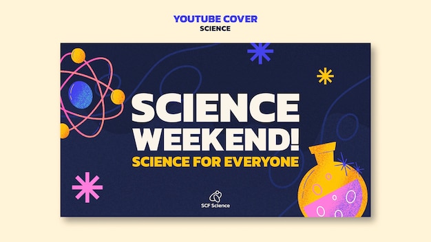 PSD gratuit modèle de couverture youtube d'événement scientifique dessiné à la main