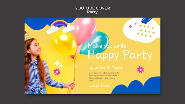 Modèle De Couverture Youtube De Fête Design Plat