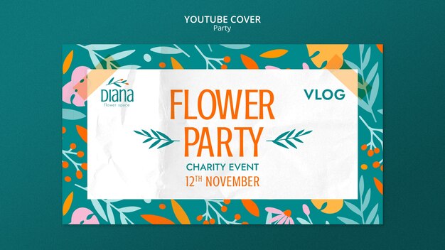 Modèle de couverture youtube de fête design plat
