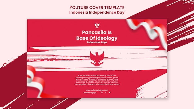 Modèle De Couverture Youtube De La Fête De L'indépendance De L'indonésie Avec Un Design De Coups De Pinceau