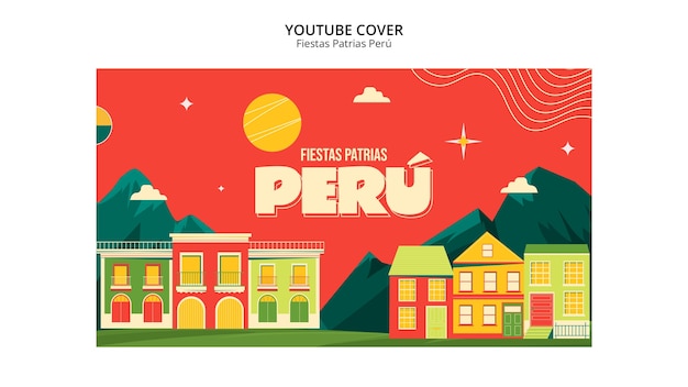 PSD gratuit modèle de couverture youtube fiestas patrias pérou