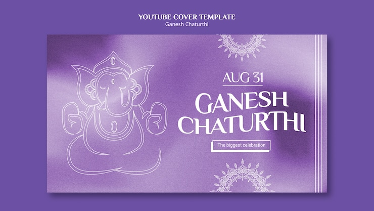 PSD gratuit modèle de couverture youtube de ganesh chaturthi