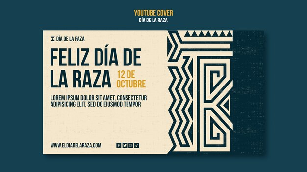 Modèle de couverture youtube géométrique día de la raza