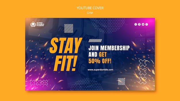 Modèle de couverture youtube de gym et fitness