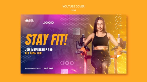 Modèle de couverture youtube de gym et fitness
