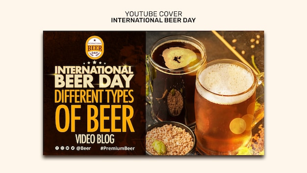 Modèle De Couverture Youtube De La Journée Internationale De La Bière